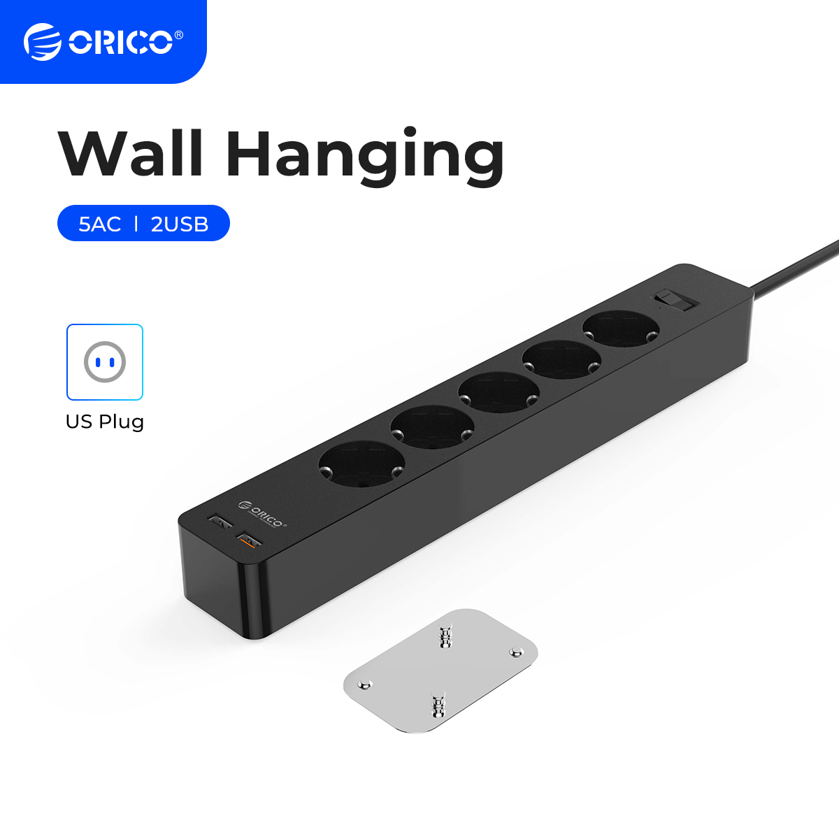 ORICO Power Strip Multiprise AC+2USB Electronic