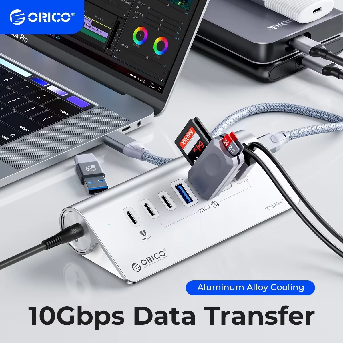 ORICO USB HUB 5Gbps 10Gbps USB 3.2 Type C PD 60W