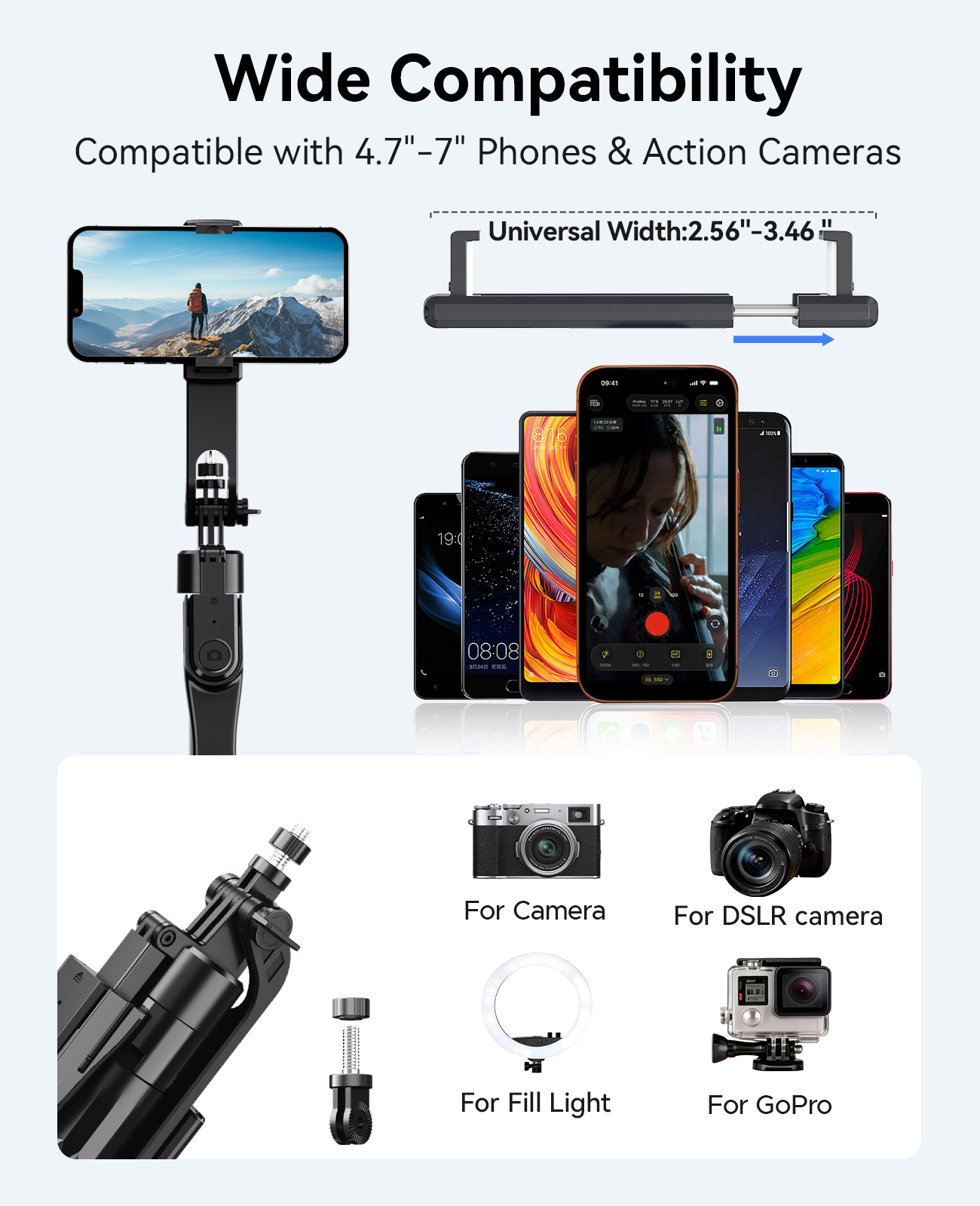 ORICO 73" Aluminum Portable Tripod Selfie Stick 4-Leg