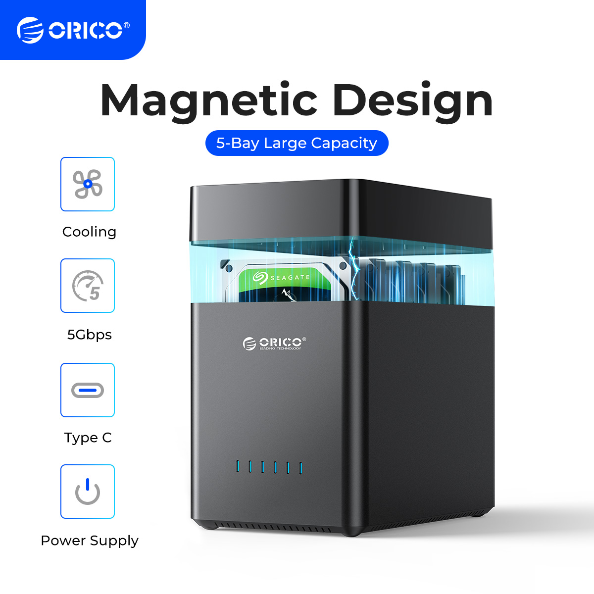 כונן קשיח ORICO DS Series 5 מפרצים בגודל 3.5