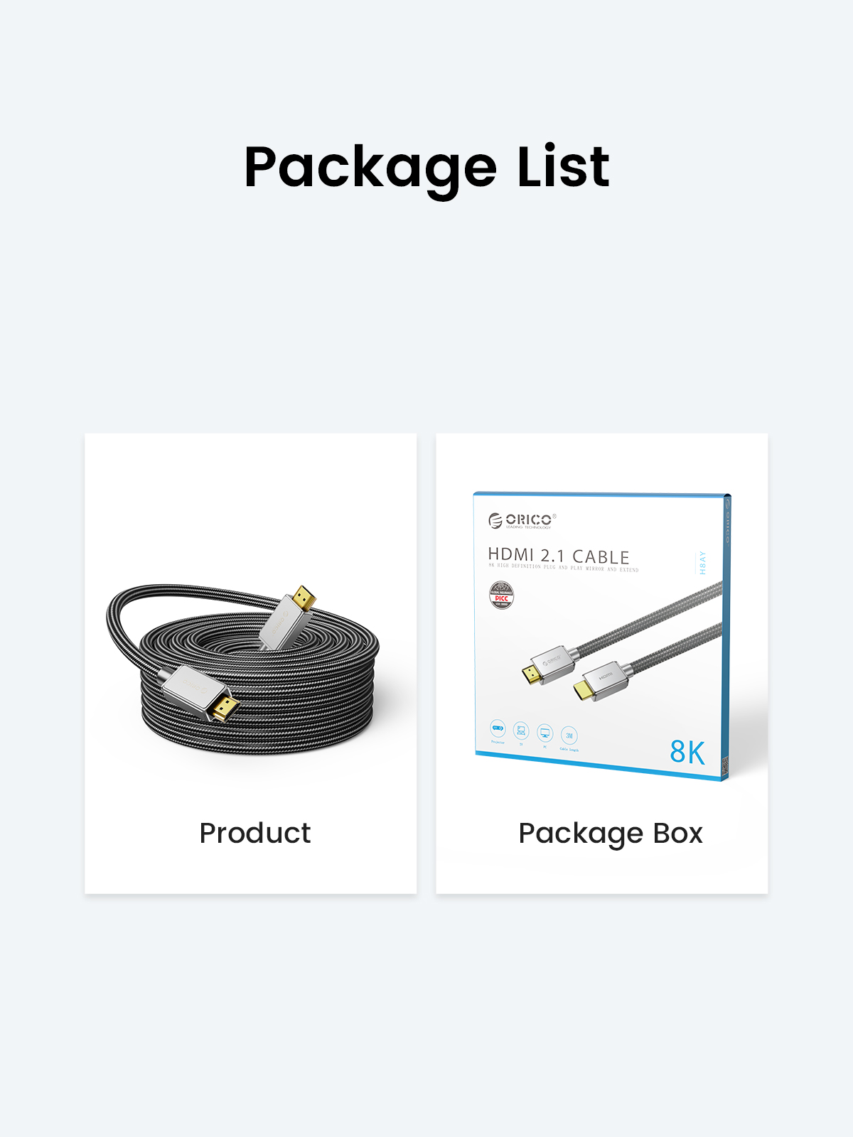 ORICO ORICO 8K@60Hz HDMI-compatible 2.1 Cable 48Gbps