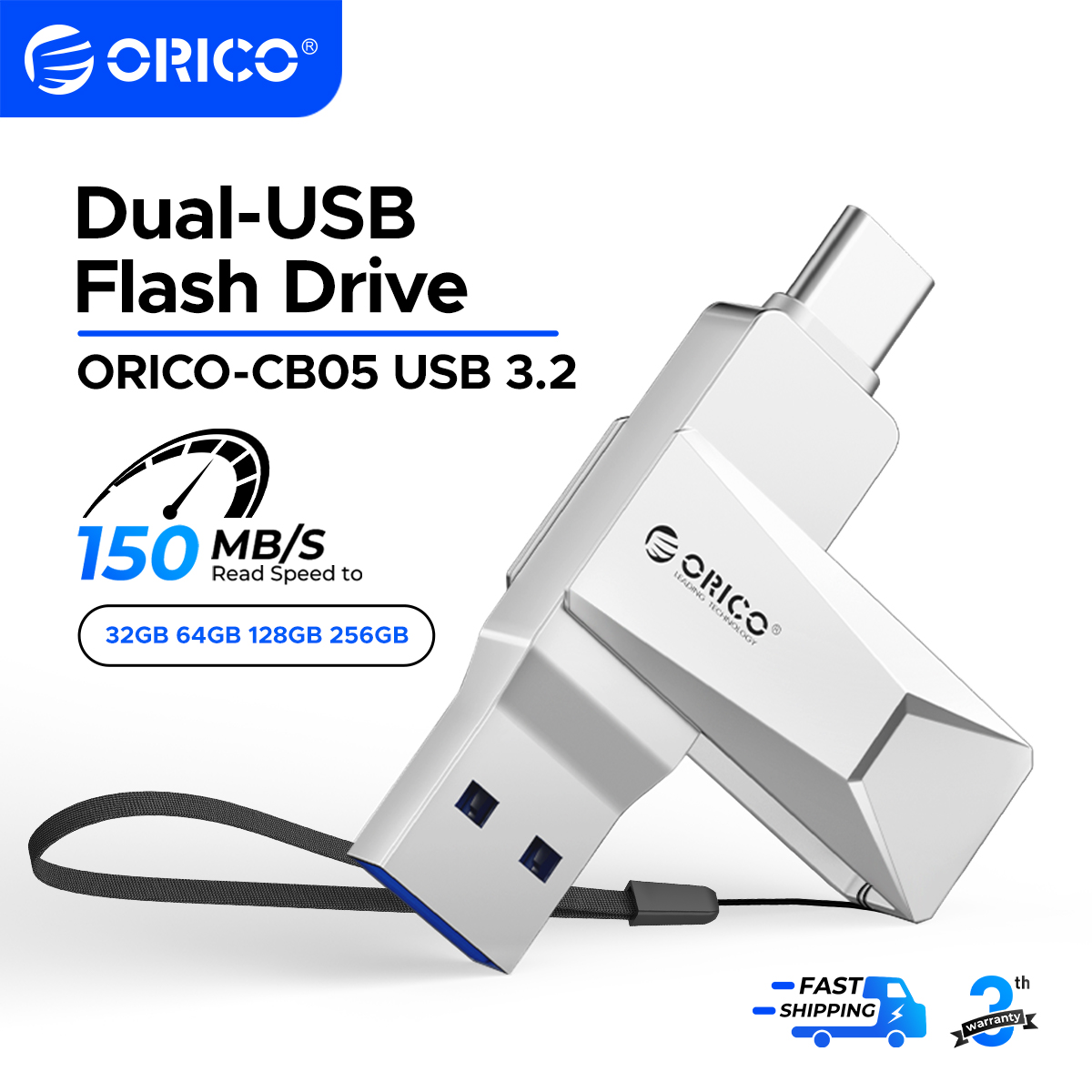Μονάδα Flash ORICO 256GB 150MB/s Διπλή Φορητή Μνήμη