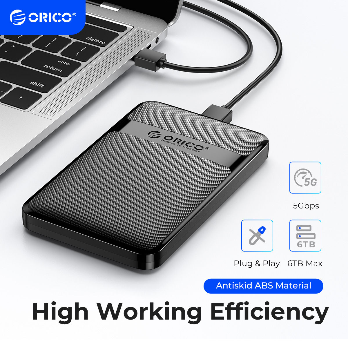 ORICO HDD ház 2,5 hüvelykes SATA - USB3.0/Type-C HDD