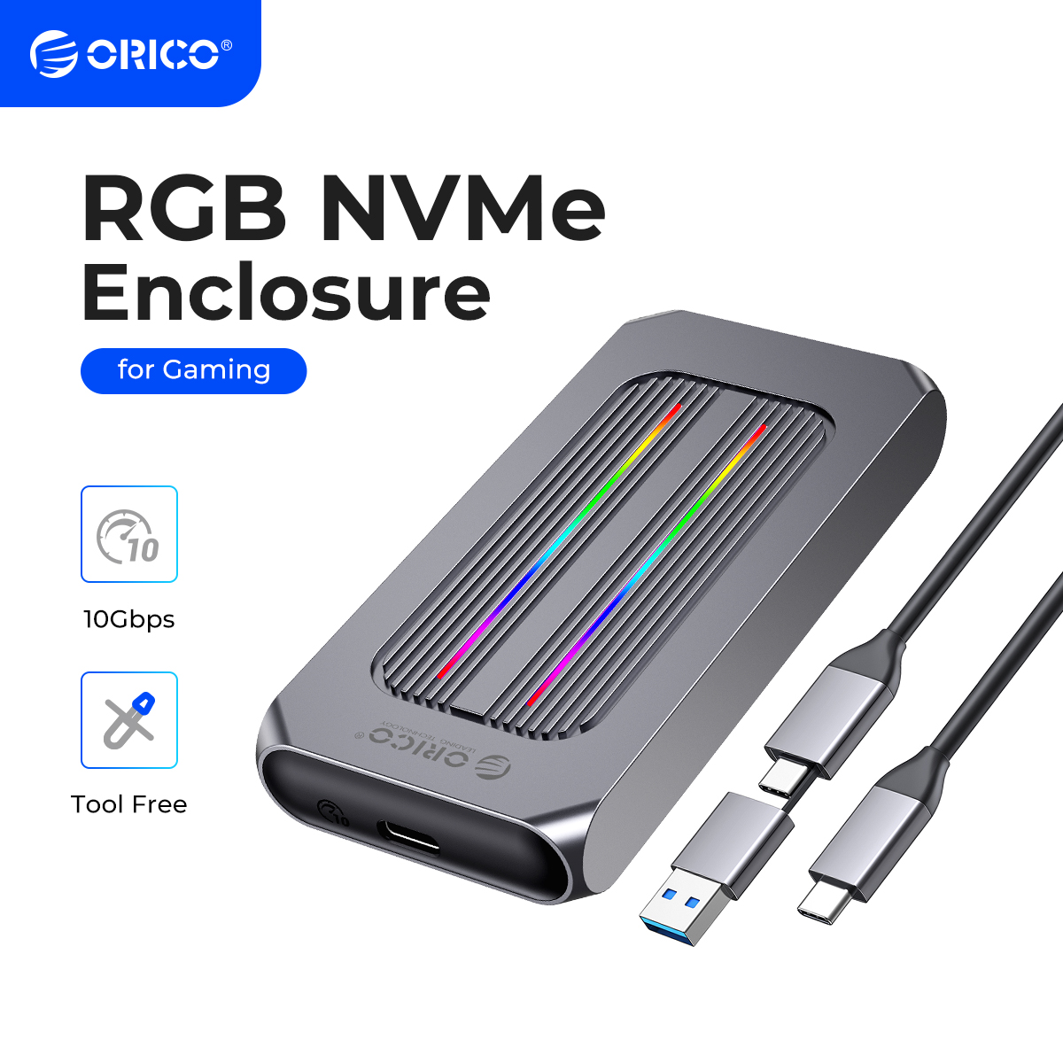 מארז SSD ORICO RGB M.2 10Gbps M2 NVMe SSD