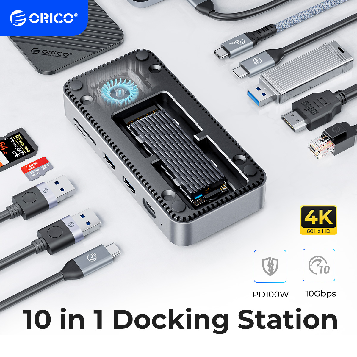 ORICO M.2 NVMe SATA SSD Enclosure External 10Gbps 4K