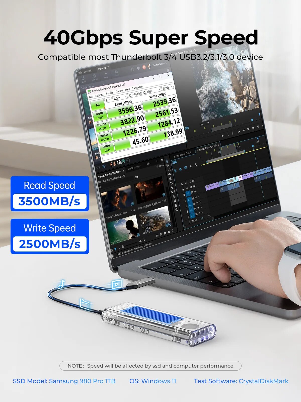 מארז SSD ORICO 40Gbps USB4 M.2 עם מאוורר קירור M2
