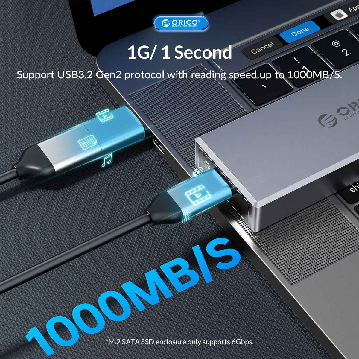 ORICO Tool Free Aluminum M2 SATA SSD Case SATA 6Gbps