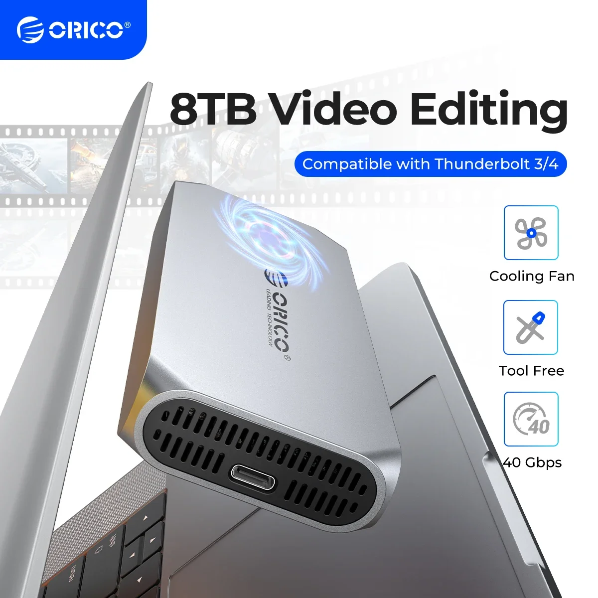 کولنگ فین کے ساتھ ORICO 8TB USB4 40Gbps انکلوژر