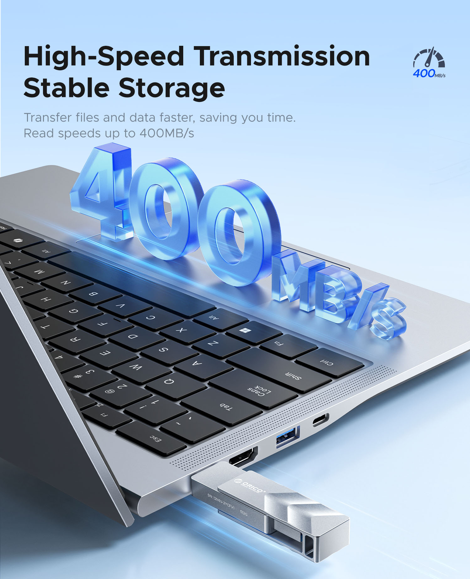 Pamięć flash USB ORICO USB3.2 Gen1 400 MB/s, podwójny