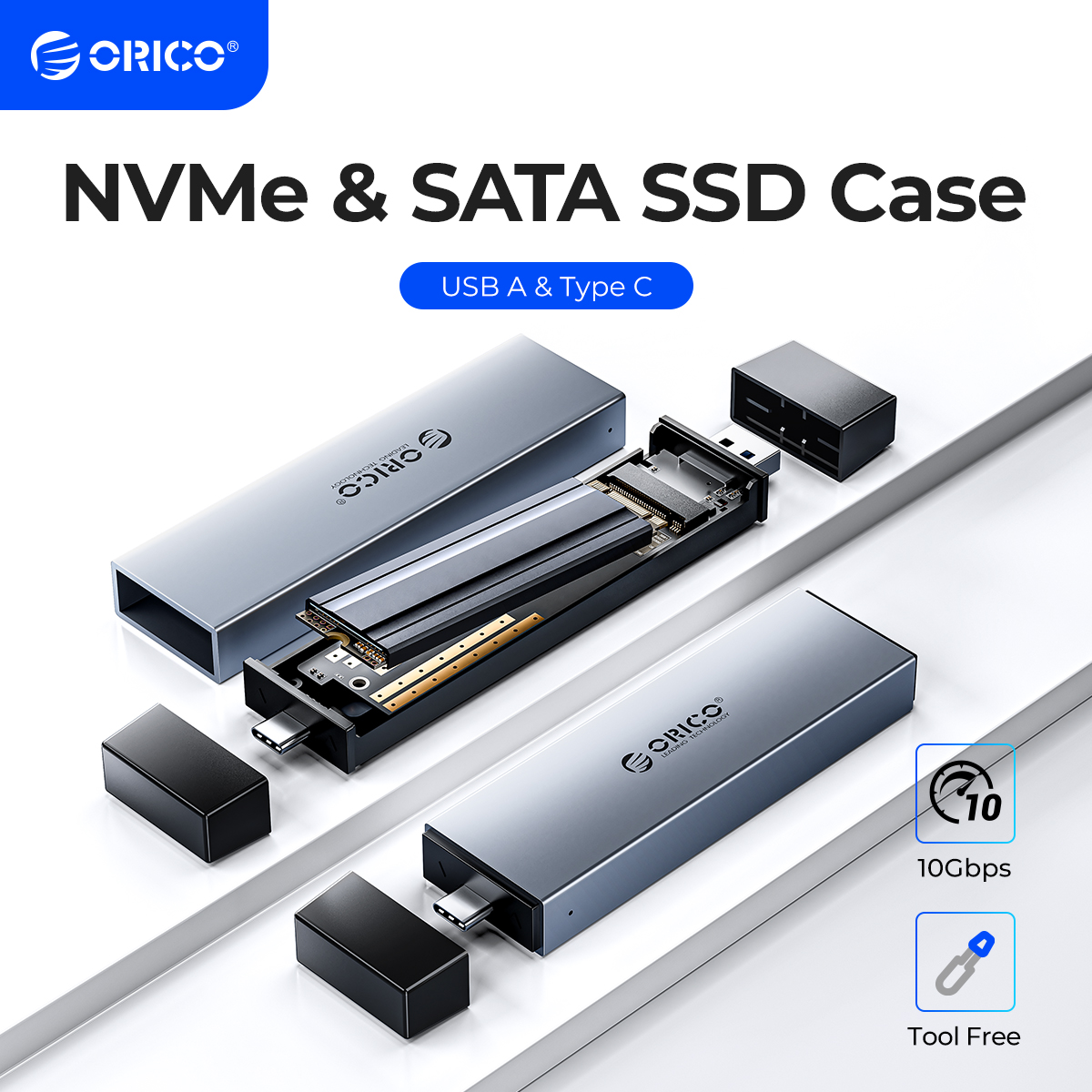 ORICO Aluminium 2-in-1 USB A Type-C Dual Interface M.2