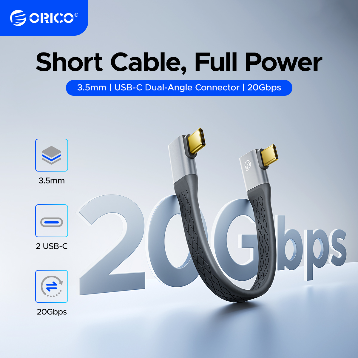 ORICO 20Gbps USB-C Charging Cable C Port Data Cord