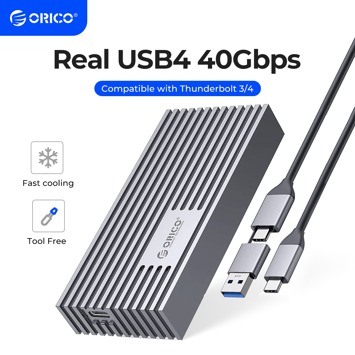 ORICO NVMe M.2 SSD-kabinet USB4 40Gbps PCIe3.0x4