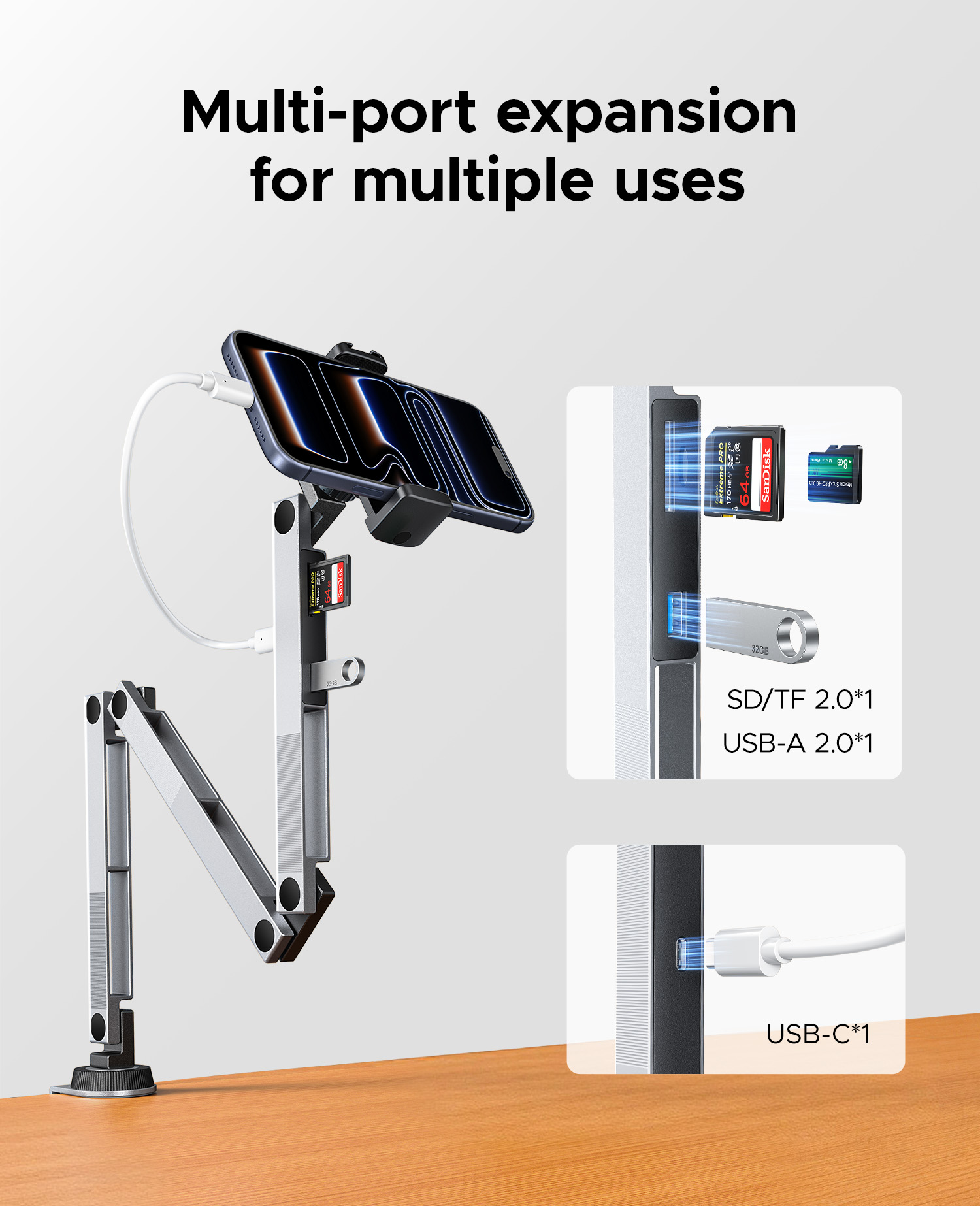 ORICO Clamp On Mechanical Arm Stand 360° Rotatable