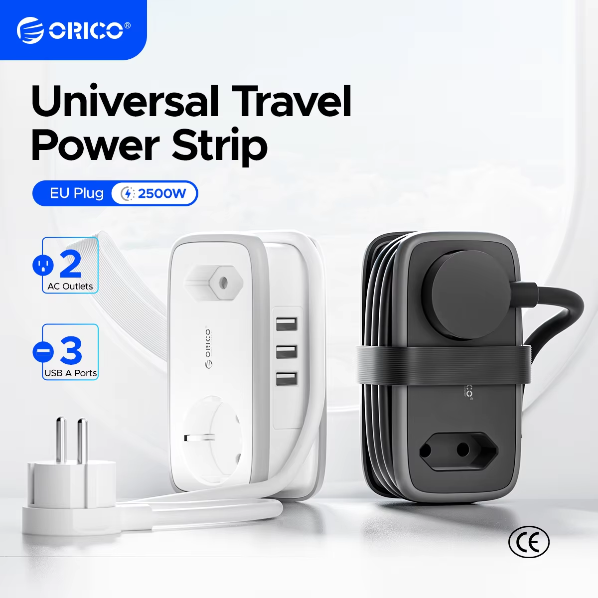 ORICO EU Plug Power Strip with 2AC 3USB Port with 1.1M