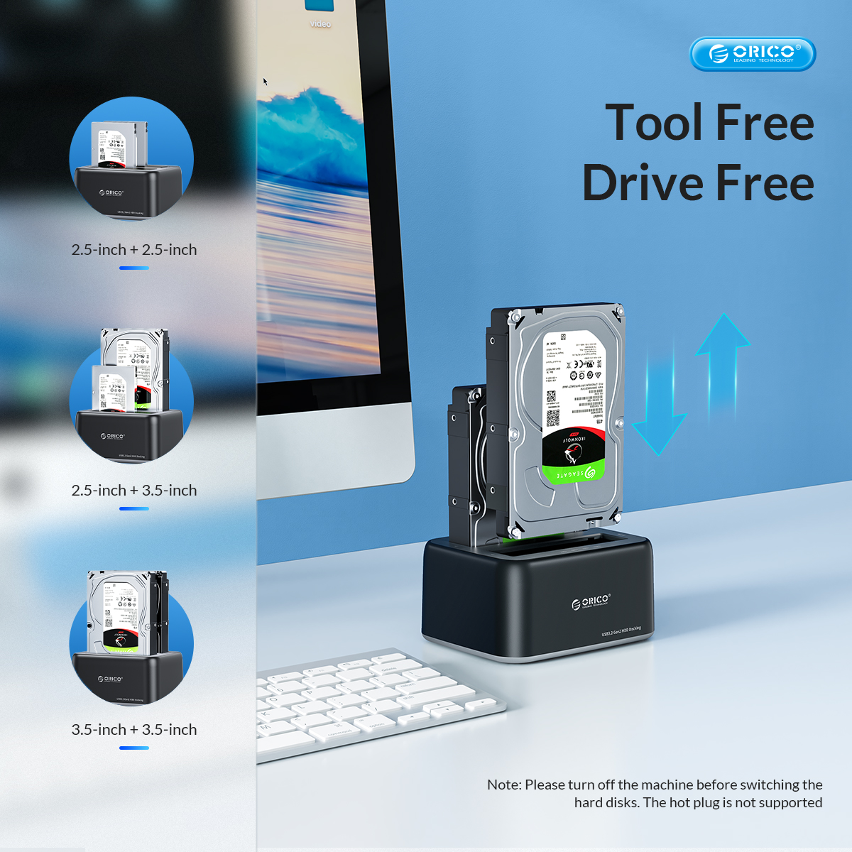 علبة أقراص صلبة ORICO مقاس 3.5 بوصة SATA إلى Type-C