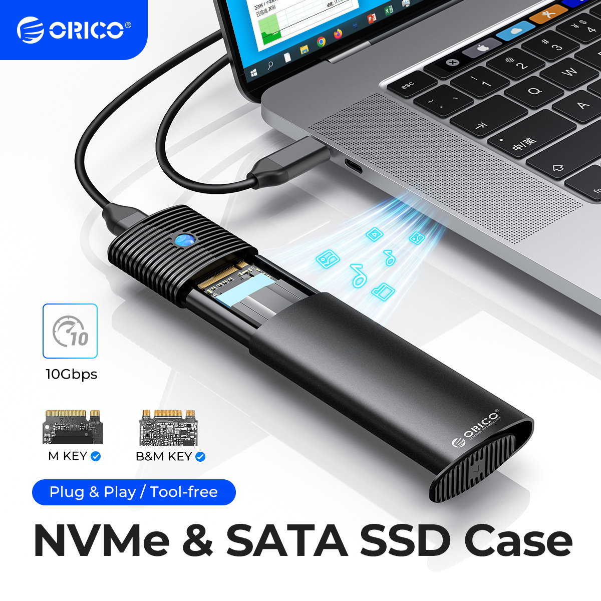 Gabinete ORICO M2 SSD NVMe NGFF 10Gbps PCIe M.2