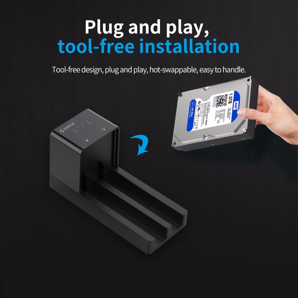 ORICO 2-bay HDD-dockingstation met offline kloonfunctie