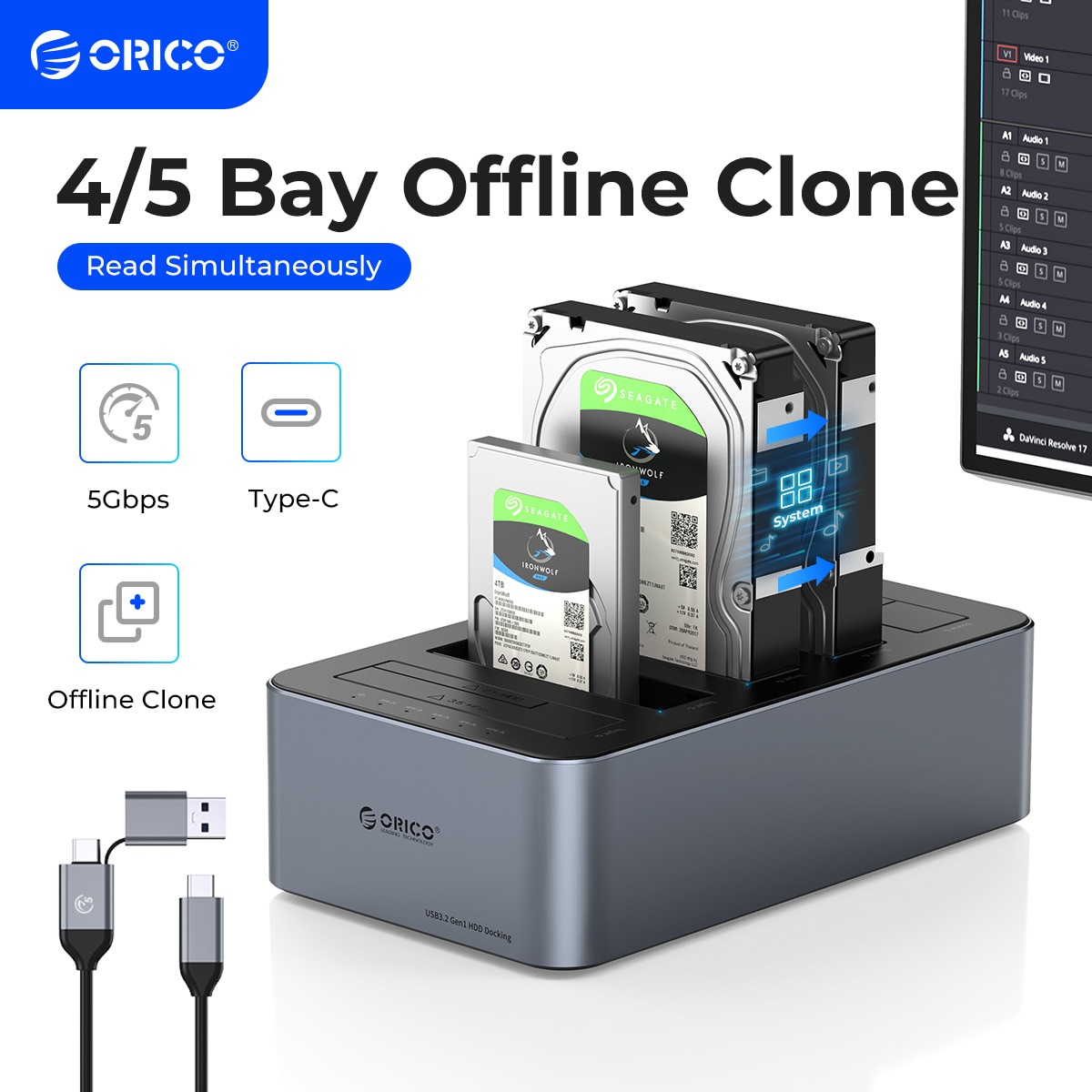 Hliníková stanica pevného disku ORICO Type-C 5 Gbps