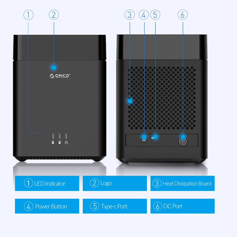 ORICO DS Series 2 Bay 3.5'' Type C Hard Drive