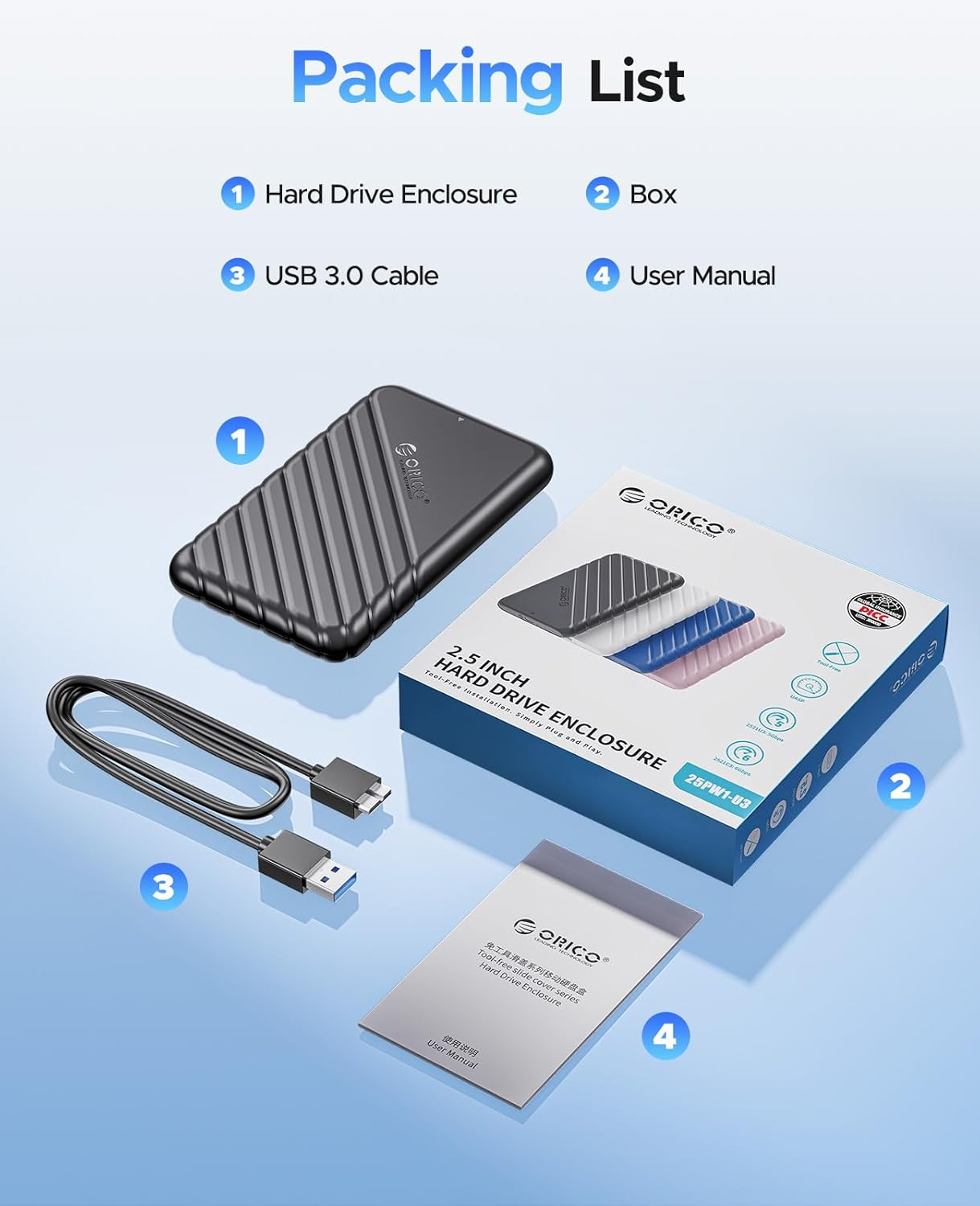 ORICO SATA to USB3.0 Hard Drive Enclosure 2.5 inch