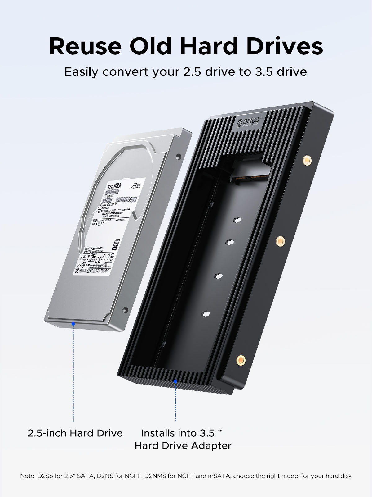 ORICO 2.5 SATA mSATA NGFF до 3.5 кућиште за хард
