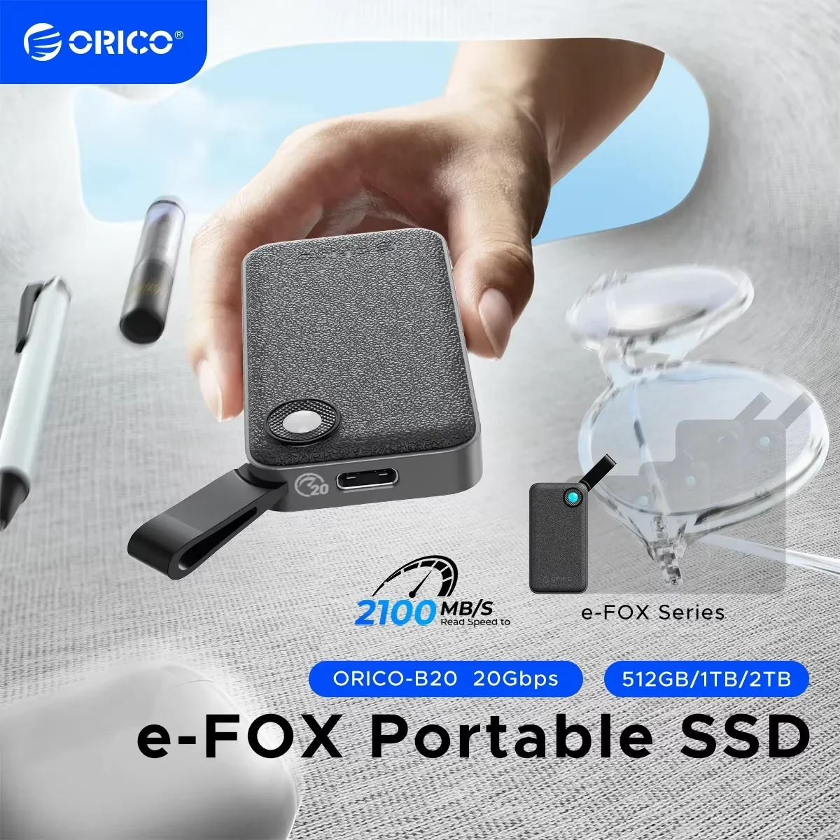 ORICO 2TB Portable SSD Up to 2000MB/s USB 3.2 Gen 2x2