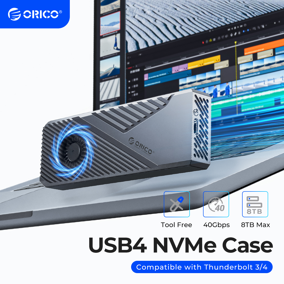 Krabička ORICO USB4 40 Gbps s chladicím ventilátorem