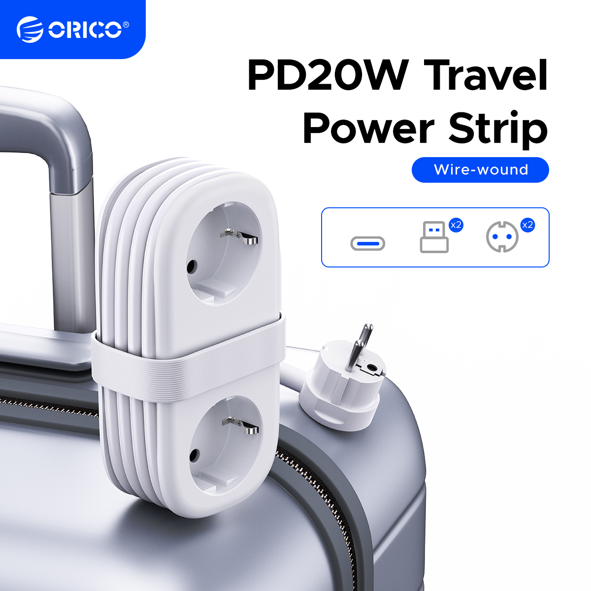ORICO 20W EU Plug Electrical Power Strip with 2AC