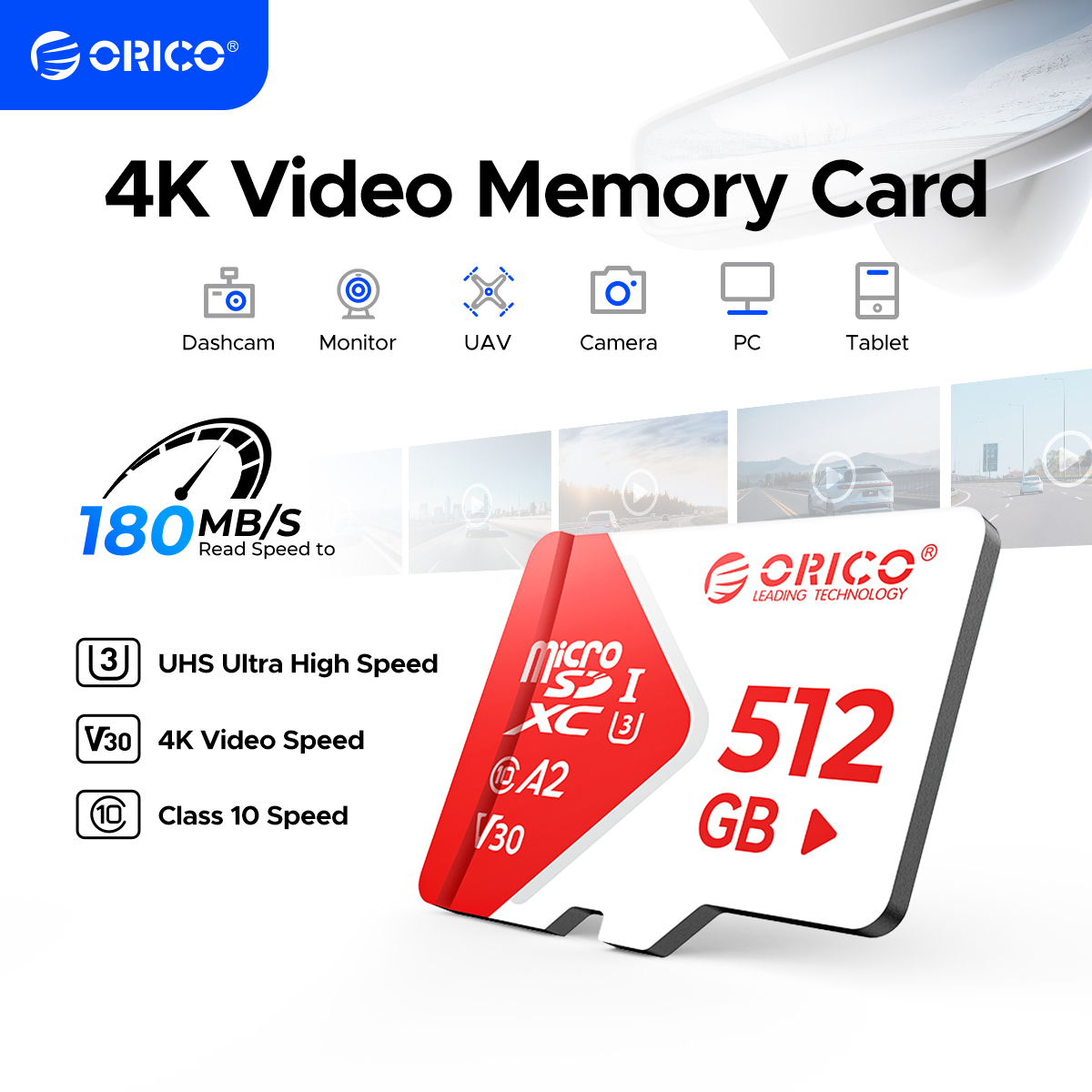 ORICO Ultra microSDXC -muistikortti, jopa 180 Mt/s