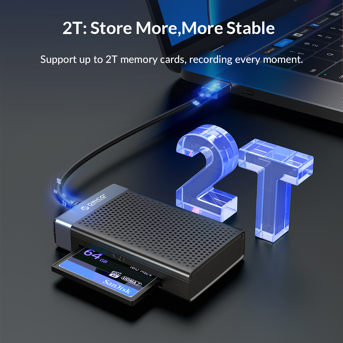 Lettore di schede USB C ORICO 3.0 4 in 1 con memoria