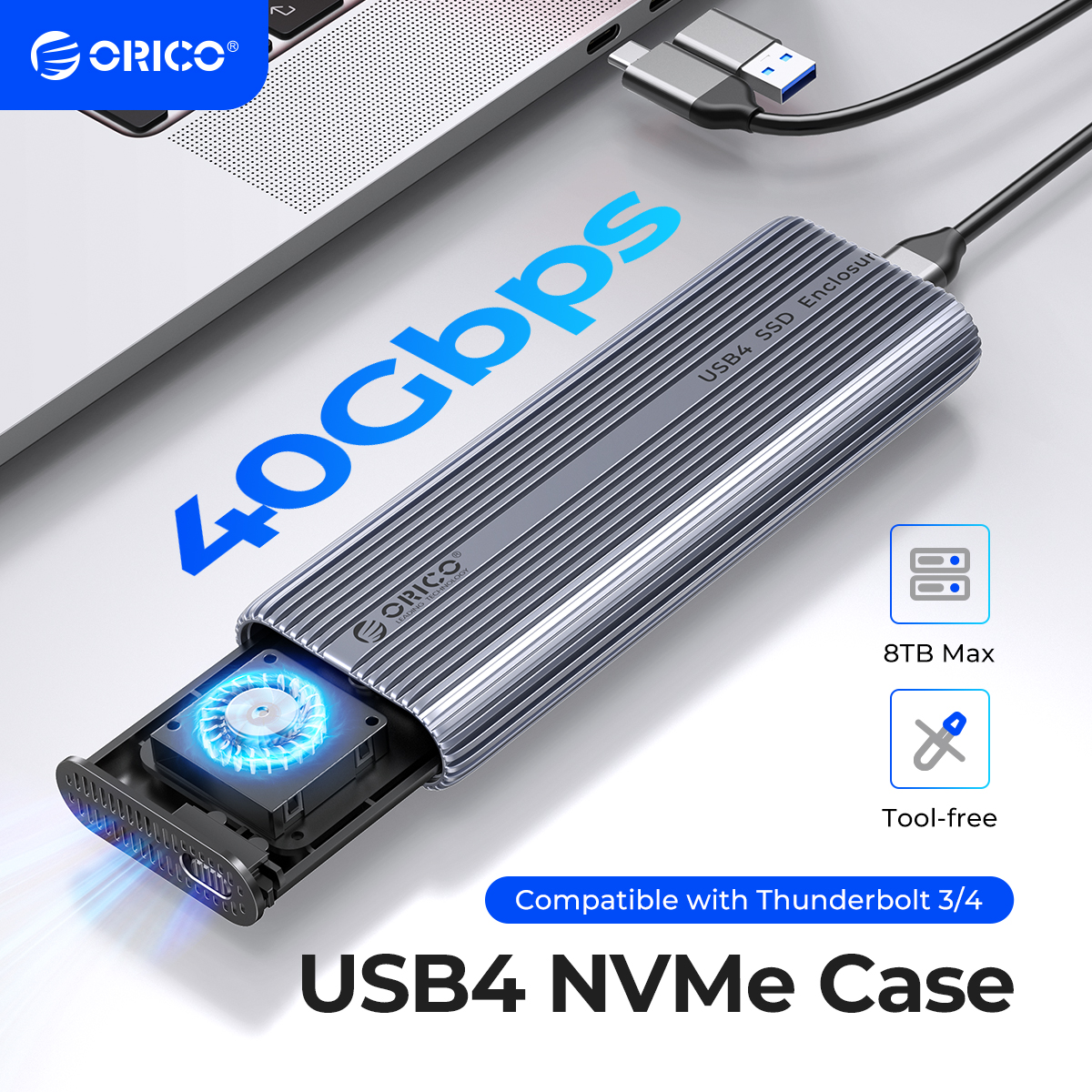 Ohišje za SSD disk ORICO 40 Gbps M.2 NVMe s hladilnim