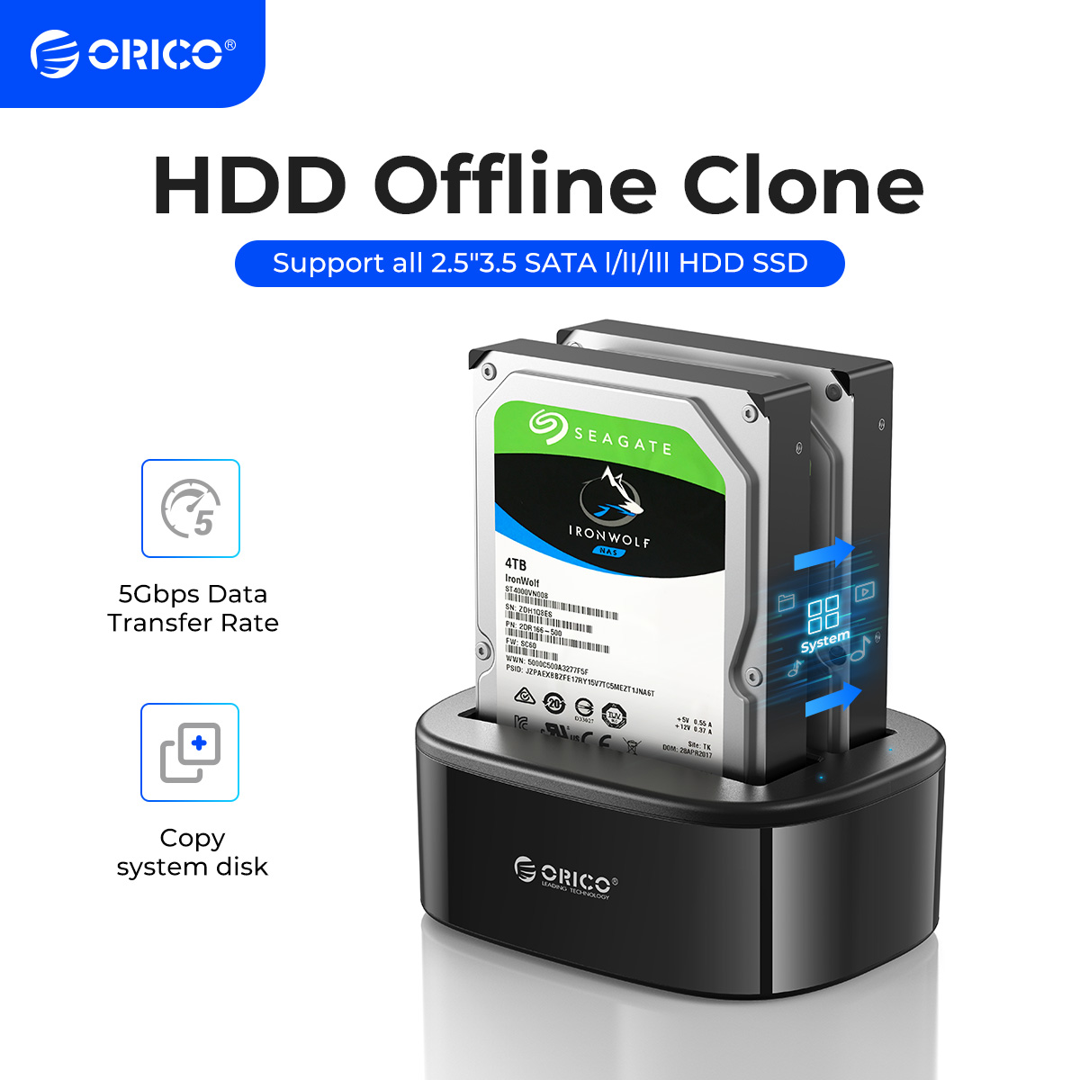 ORICO Dual Bay HDD Docking Station with Offline Clone