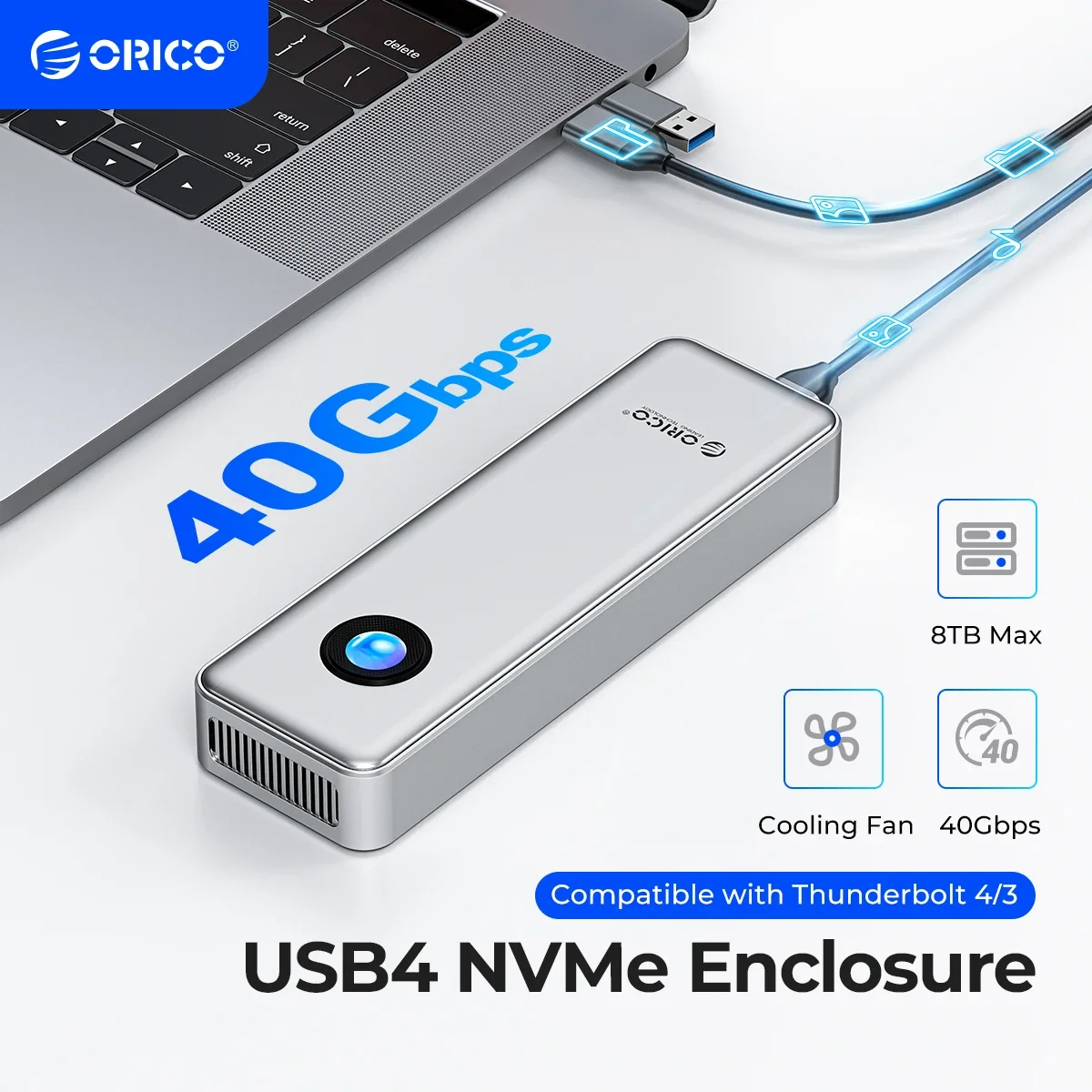 ORICO RGB 40Gbps USB4 M.2 SSD Enclosure 8TB