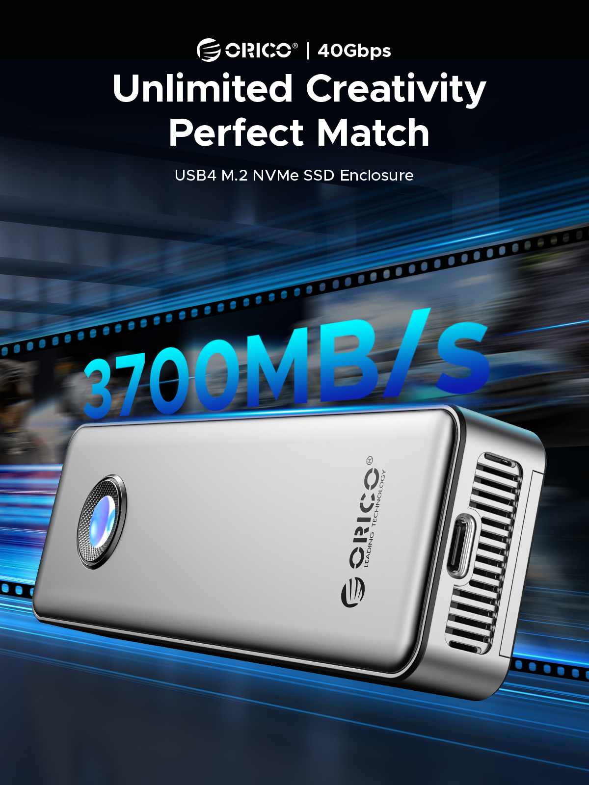 ORICO RGB 40Gbps USB4 M.2 SSD Enclosure 8TB